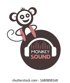 Diseño creativo del símbolo musical de mono