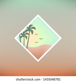 Creative design of nice sunset beach icon