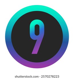 A creative design with the number 9 in gradient colors, surrounded by a vibrant circular gradient frame. Perfect for digital and print media projects.