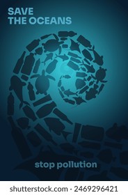 Creative design for ocean or sea or water pollution concept. Abstract background. Ocean or sea or water pollution. Environment pollution. Banner or poster.