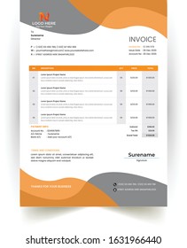 creative design orange color invoice template