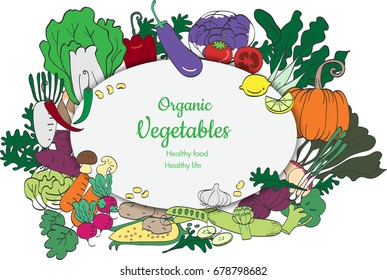 Creative design : Organic food background and Copy space. Food vector different vegetables isolated white background.can used for graphic or product design.