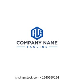 creative design outline letters AF hexagon shape