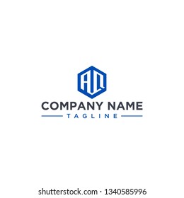 creative design outline letters AQ hexagon shape