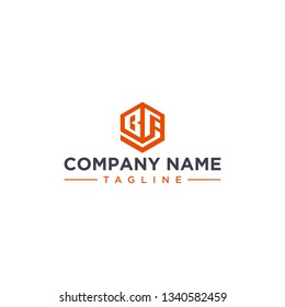 creative design outline letters BF hexagon shape