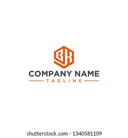 creative design outline letters BK hexagon shape