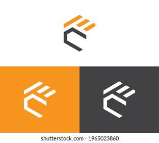 creative design outline letters CE