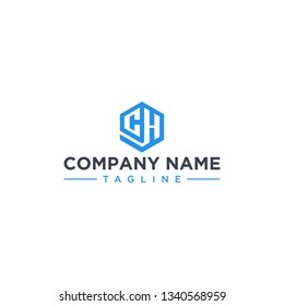 creative design outline letters CH hexagon shape