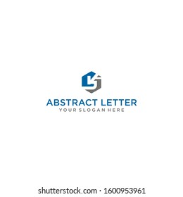 creative design outline letters CJ hexagon shape