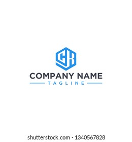 creative design outline letters CK hexagon shape