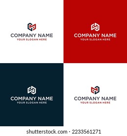 letras de esquema de diseño creativo CM,WD,MD,WC forma hexagonal