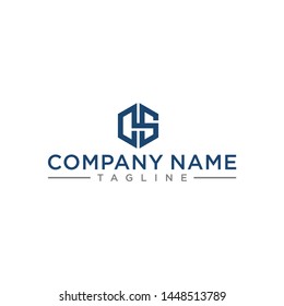 creative design outline letters CS hexagon shape