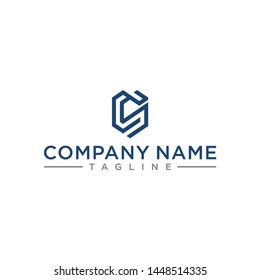 creative design outline letters CS hexagon shape