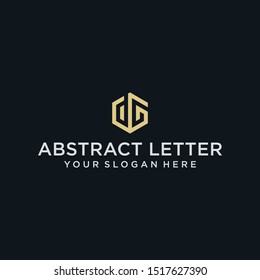 creative design outline letters DG hexagon shape