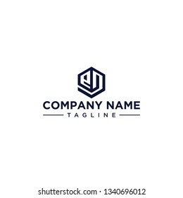 creative design outline letters ED hexagon shape