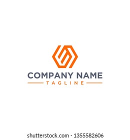 creative design outline letters ED hexagon shape