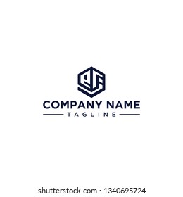 creative design outline letters EF hexagon shape