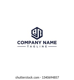 creative design outline letters ER hexagon shape