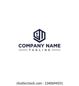 creative design outline letters EU,EY or EF hexagon shape