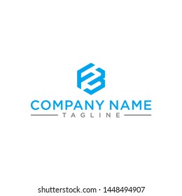 creative design outline letters FB hexagon shape