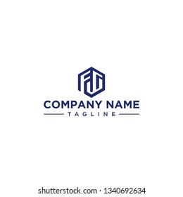 creative design outline letters FG hexagon shape