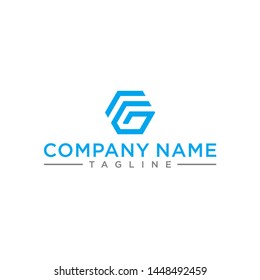 creative design outline letters FG or RG hexagon shape