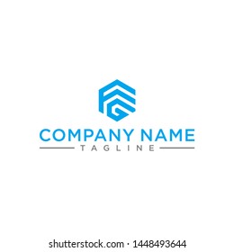 creative design outline letters FG hexagon shape