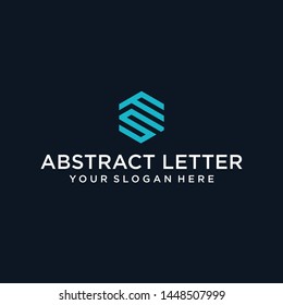 creative design outline letters FS hexagon shape