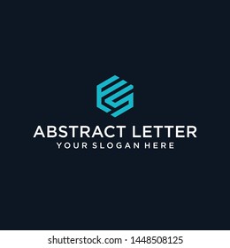 creative design outline letters FS hexagon shape