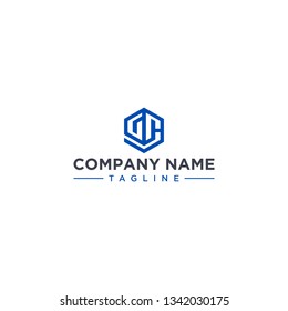 creative design outline letters GC or GG hexagon shape