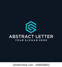 creative design outline letters GC hexagon shape