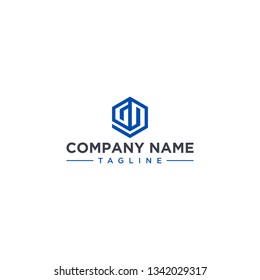 creative design outline letters GD hexagon shape