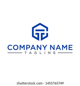 creative design outline letters GT hexagon shape