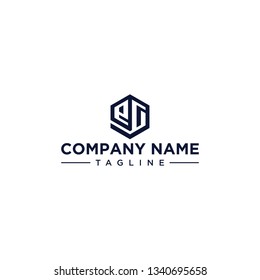 creative design outline letters EG hexagon shape