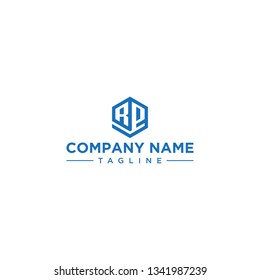 creative design outline letters RE hexagon shape