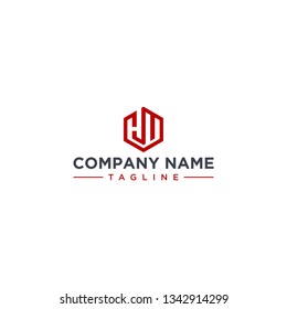 creative design outline letters HU hexagon shape