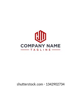 creative design outline letters HW hexagon shape