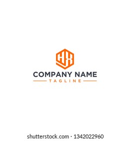 creative design outline letters HX hexagon shape