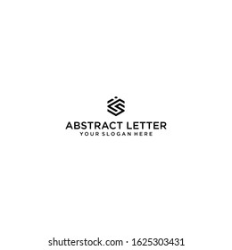 creative design outline letters ICS hexagon shape