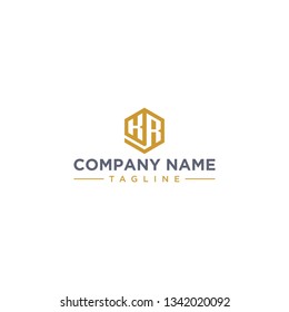 creative design outline letters KR hexagon shape