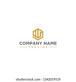 creative design outline letters KS hexagon shape