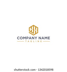 creative design outline letters KX hexagon shape