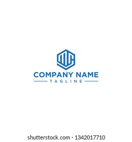 creative design outline letters MC hexagon shape