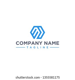 creative design outline letters MD hexagon shape