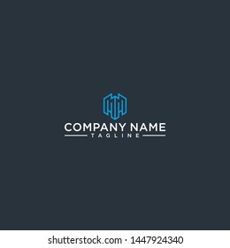 creative design outline letters MM hexagon shape