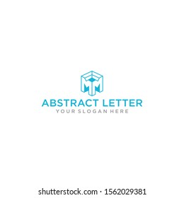 creative design outline letters MM hexagon shape