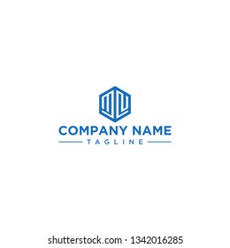 creative design outline letters MN hexagon shape
