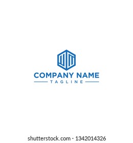 creative design outline letters MW hexagon shape