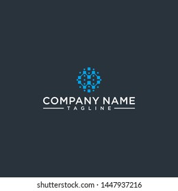 creative design outline letters MW hexagon shape