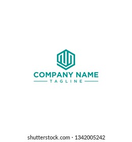 creative design outline letters ND hexagon shape